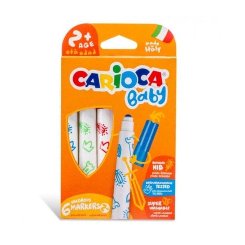 Feutres Bébé 6 couleurs lavables CARIOCA 42815