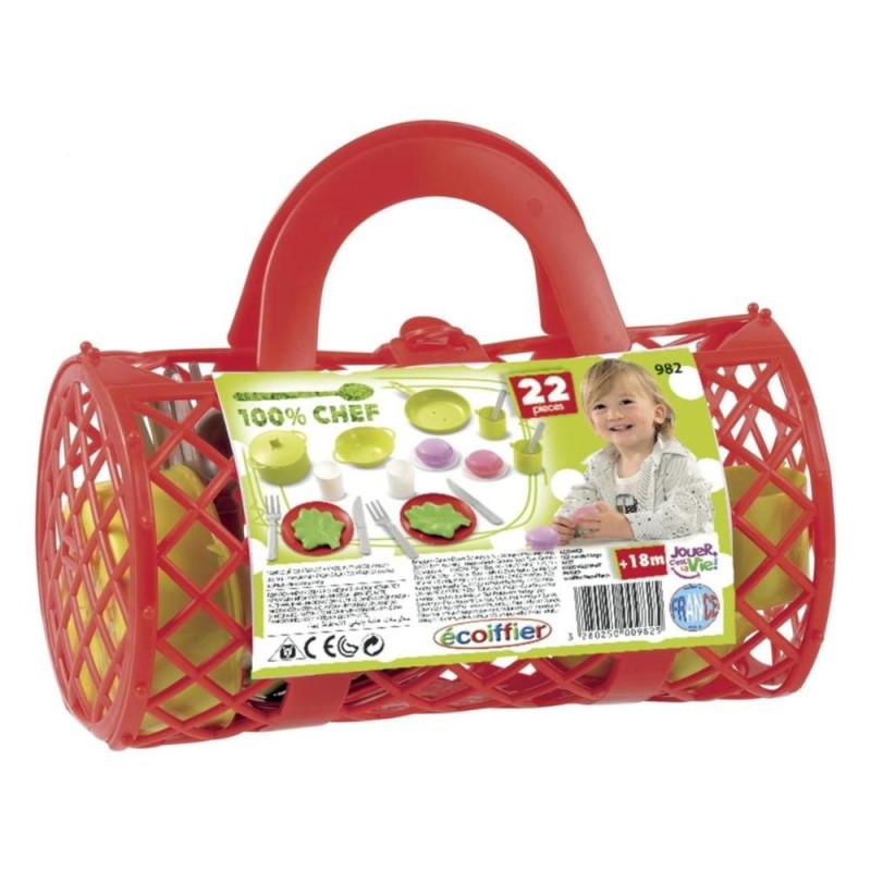 Jouets Ecoiffier 982 Panier dinette avec 22 accessoires 100% Chef