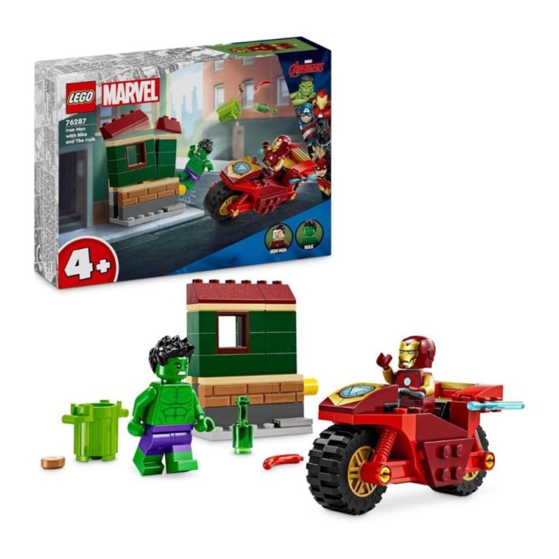 Jouet super-héros Lego 76287 Marvel Iron Man et Hulk avec moto